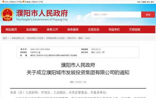 注冊資本金20億元，濮陽城市發(fā)展投資集團(tuán)正式成立